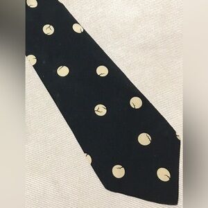 Vtg Cracked Egg Polka Dot Black & Cream Silk Neck Tie